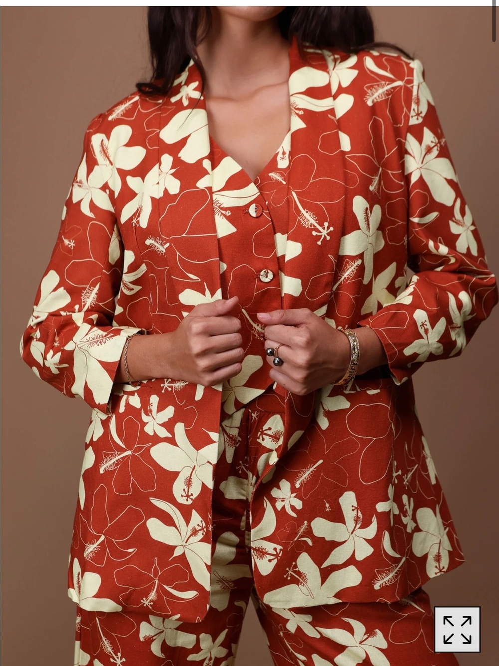 Lexbreezy Floral Print Blazer - Women's Suit Jacket